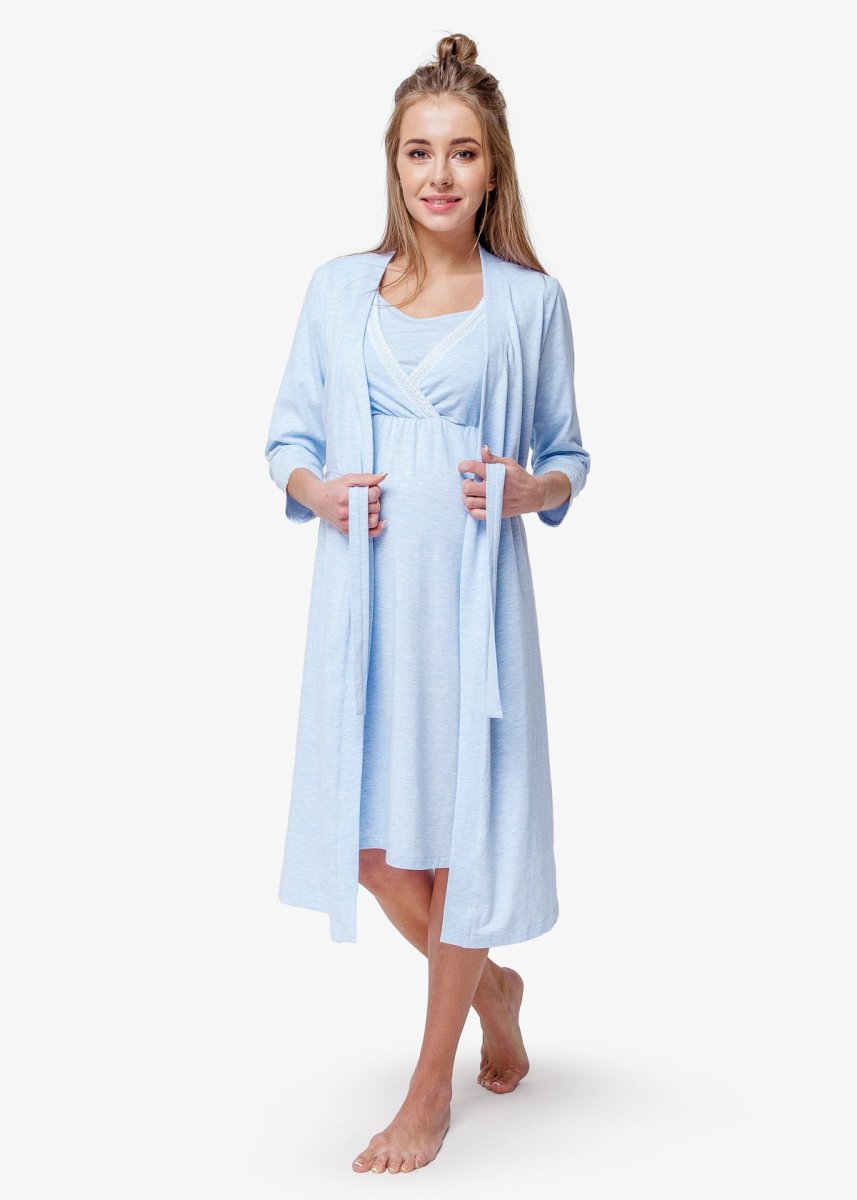Комплект в роддом халат+ночная blue coton (хлопок)