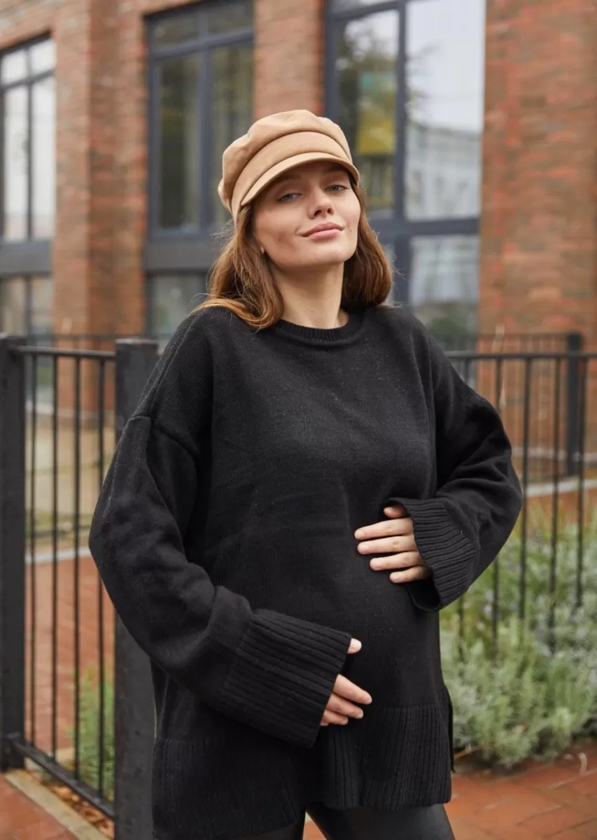 В'язаний светр для вагітних однотонний Diana чорний