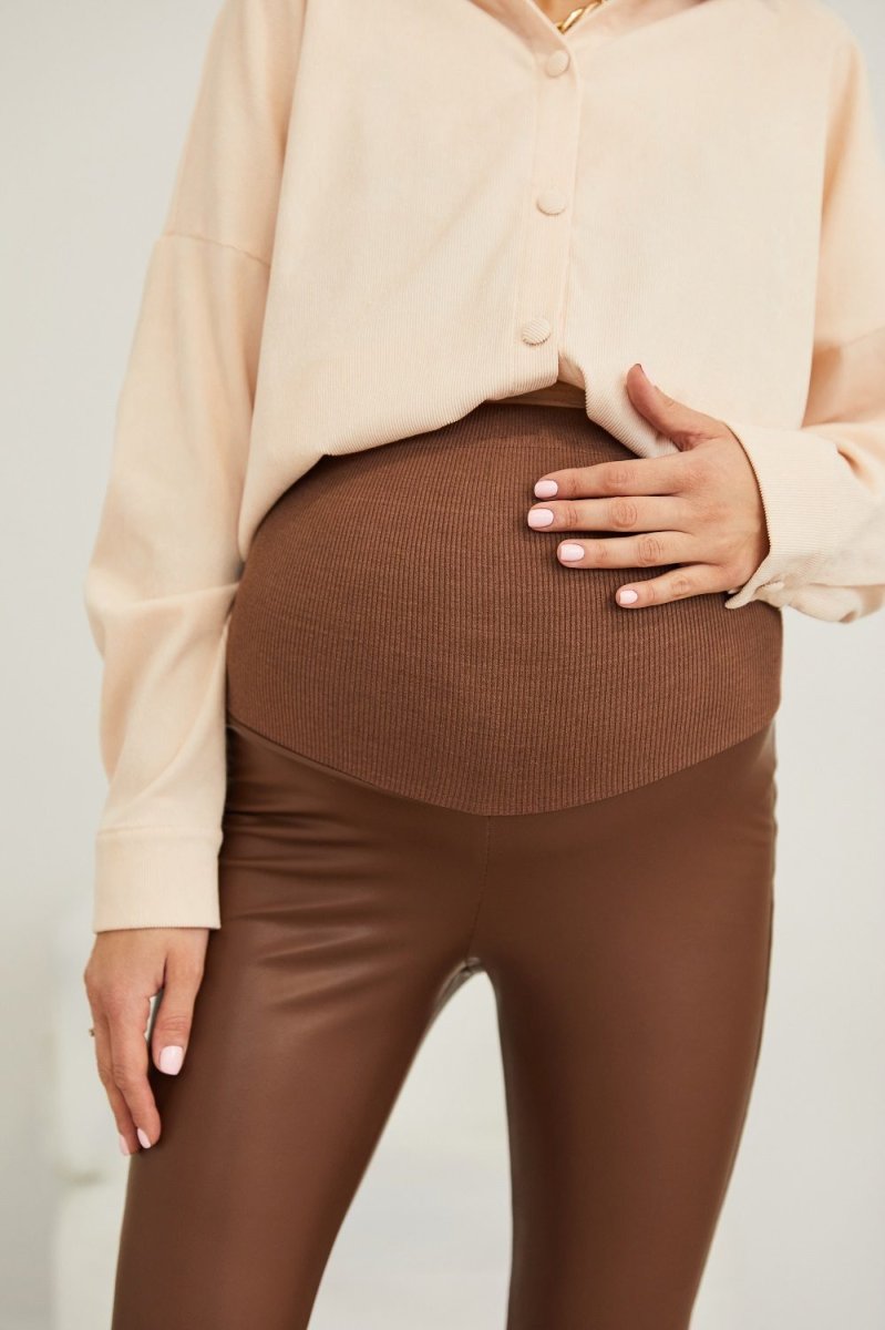 Лосины кожаные для беременных (зима) Koln коричневый