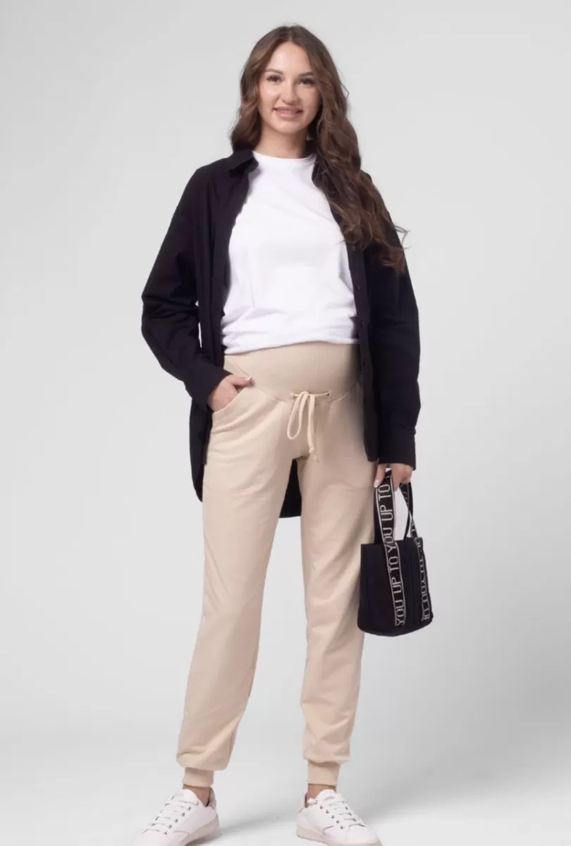 Базовые брюки для беременных Sara бежевые