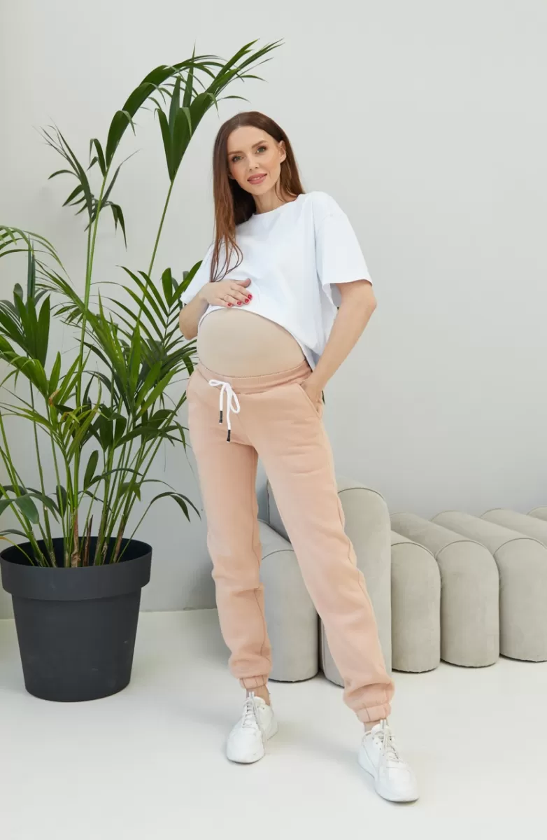 Теплі спортивні штани для вагітних Frankfurt - бежеві