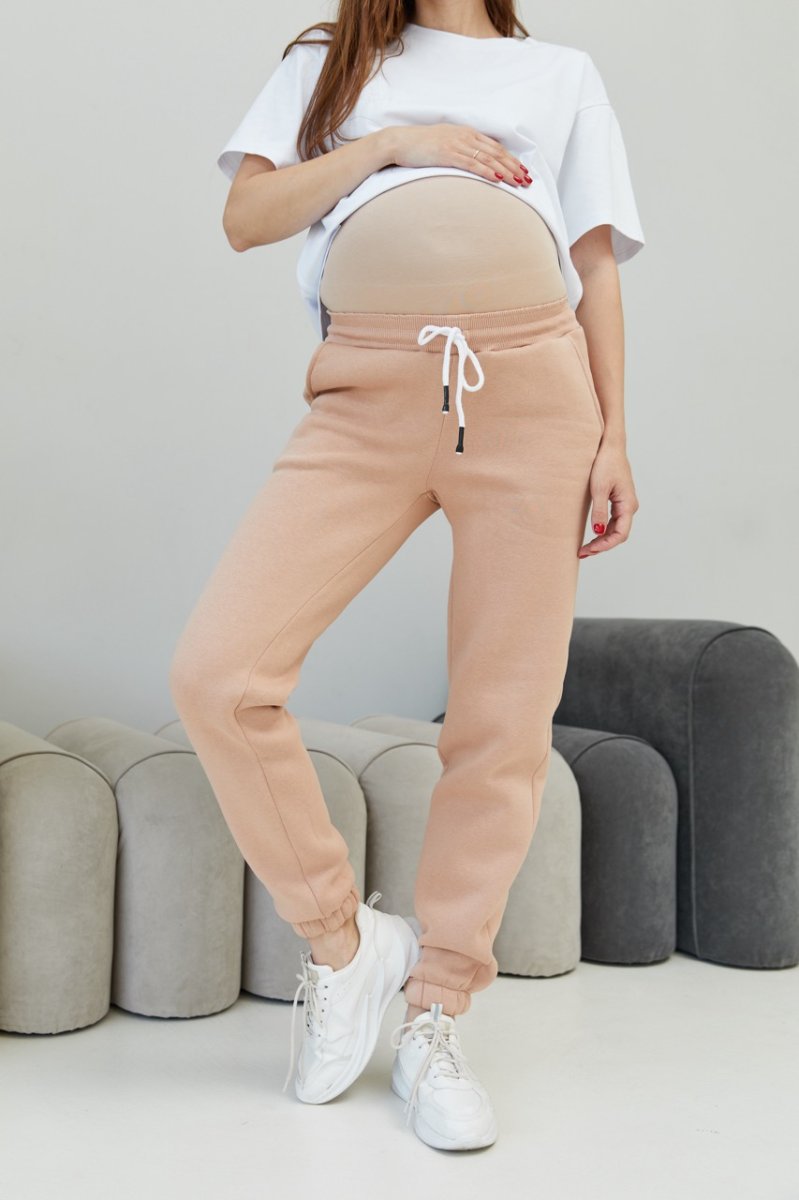 Теплі спортивні штани для вагітних Frankfurt - бежеві