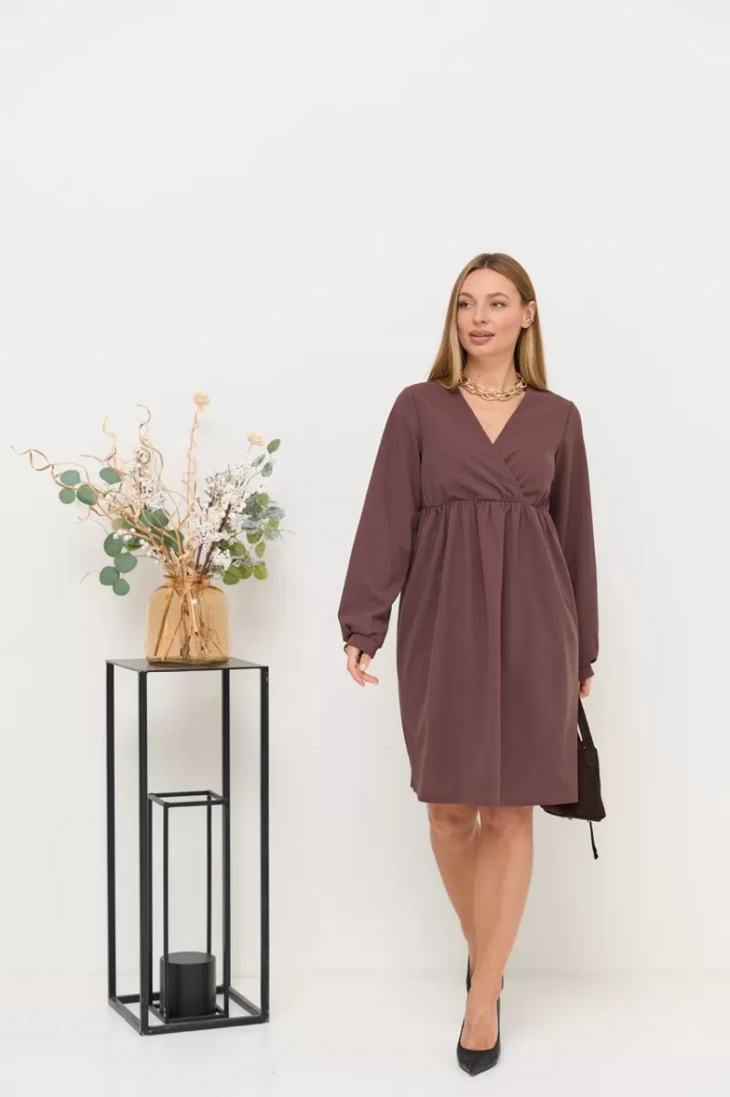 Нарядное платье для беременных и кормящих Hollywood шоколадное