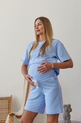 Трикотажные шорты для беременных Pekin - голубые