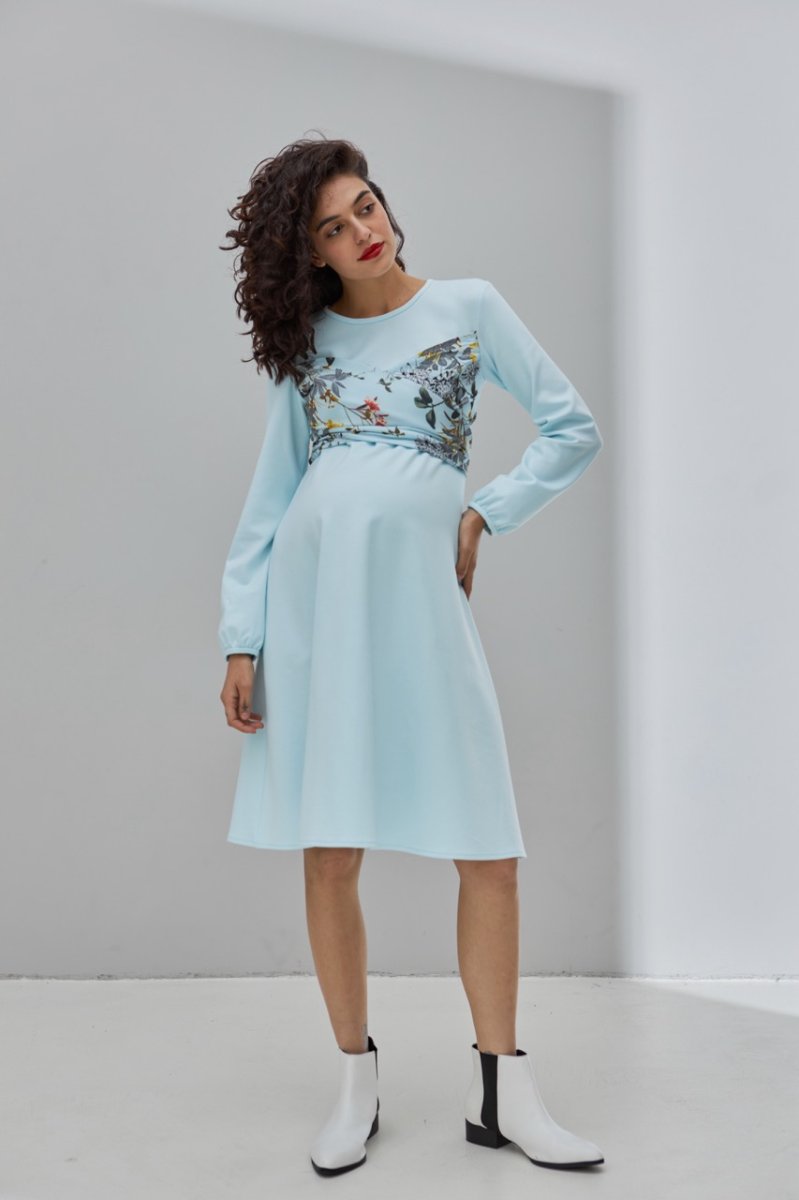 Изысканное платье для беременных и кормящих Magnolia голубое