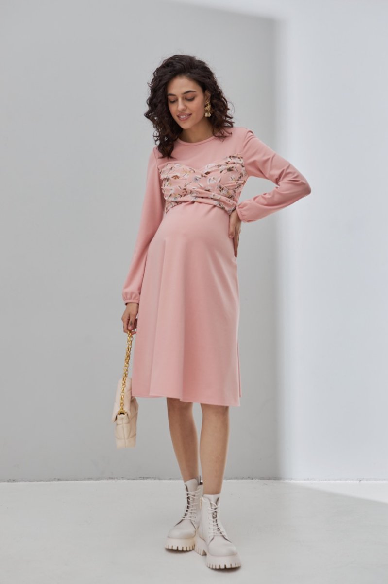 Новорічна сукня для вагітних і годуючих Magnolia пудра