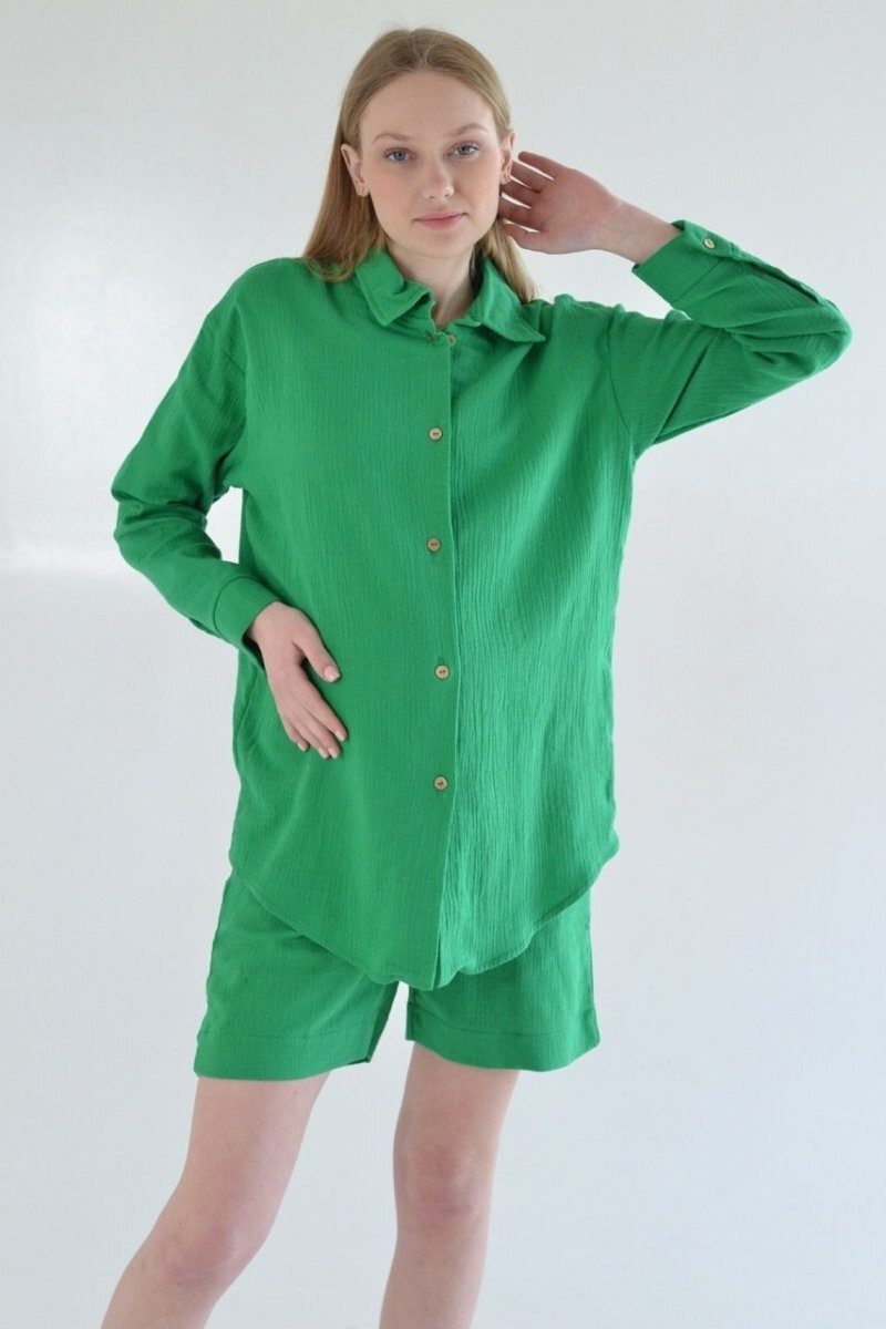 Сорочка для вагітних DM-30 зелена