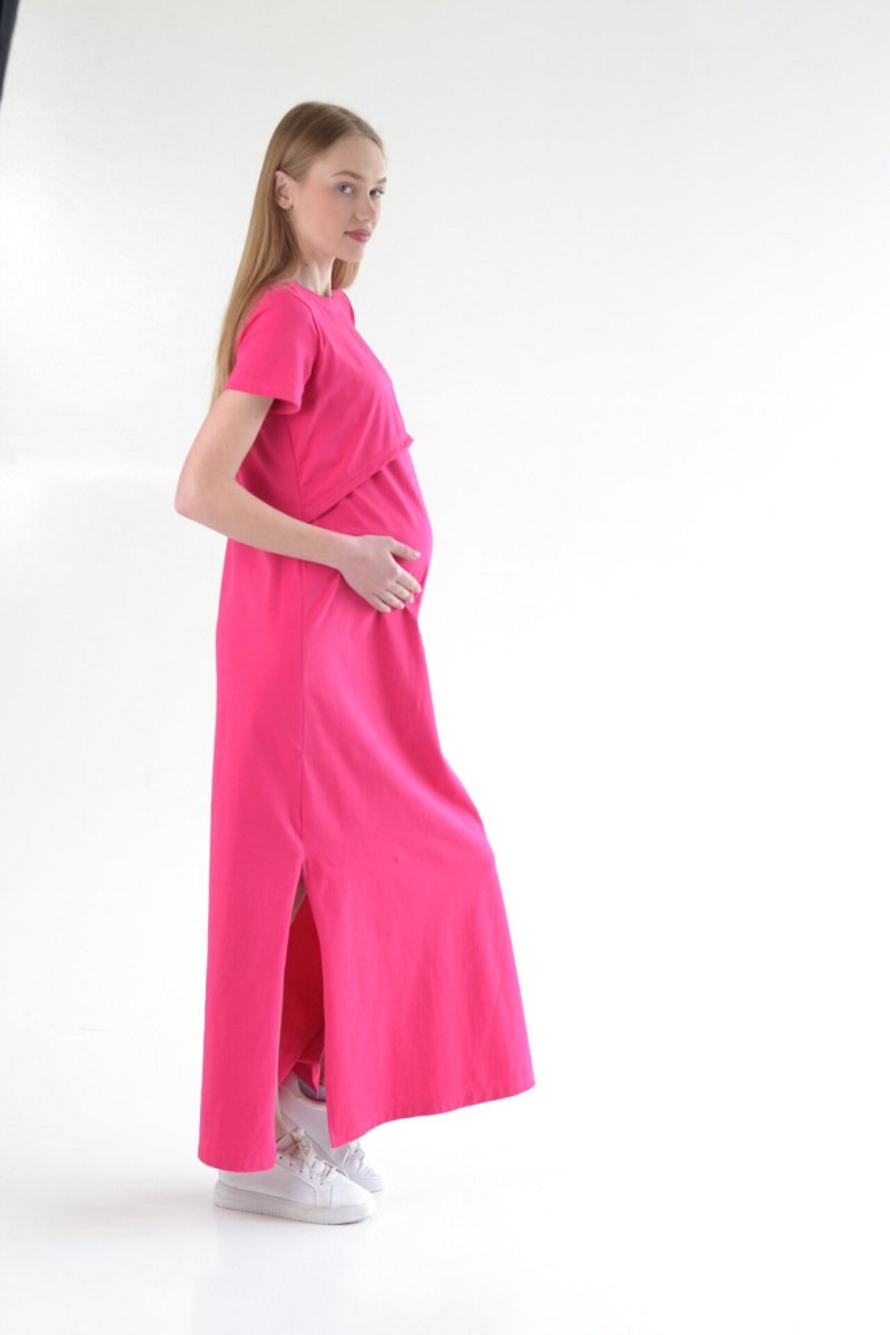 Сукня максі для вагітних та годуючих Sabina малинова