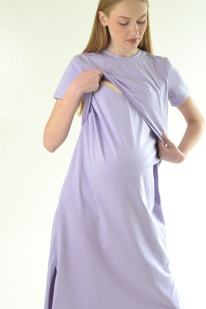 Сукня максі для вагітних та годуючих Sabina бузок