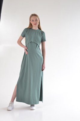 Платье макси для беременных и кормящих DM-31 оливка