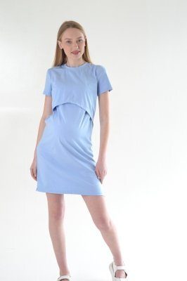 Сукня-футболка для вагітних та годуючих Felicia блакитна