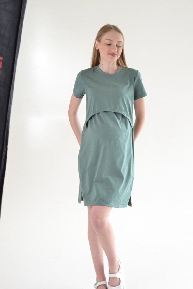 Сукня-футболка для вагітних та годуючих Felicia оливка