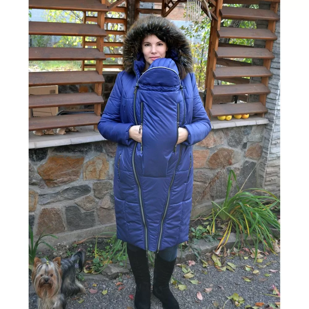 Зимова куртка для вагітних та слінгоношення синя
