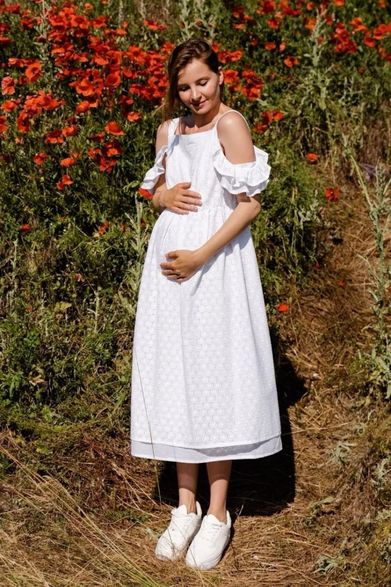Платье для беременных и кормящих мам 2710753 белое