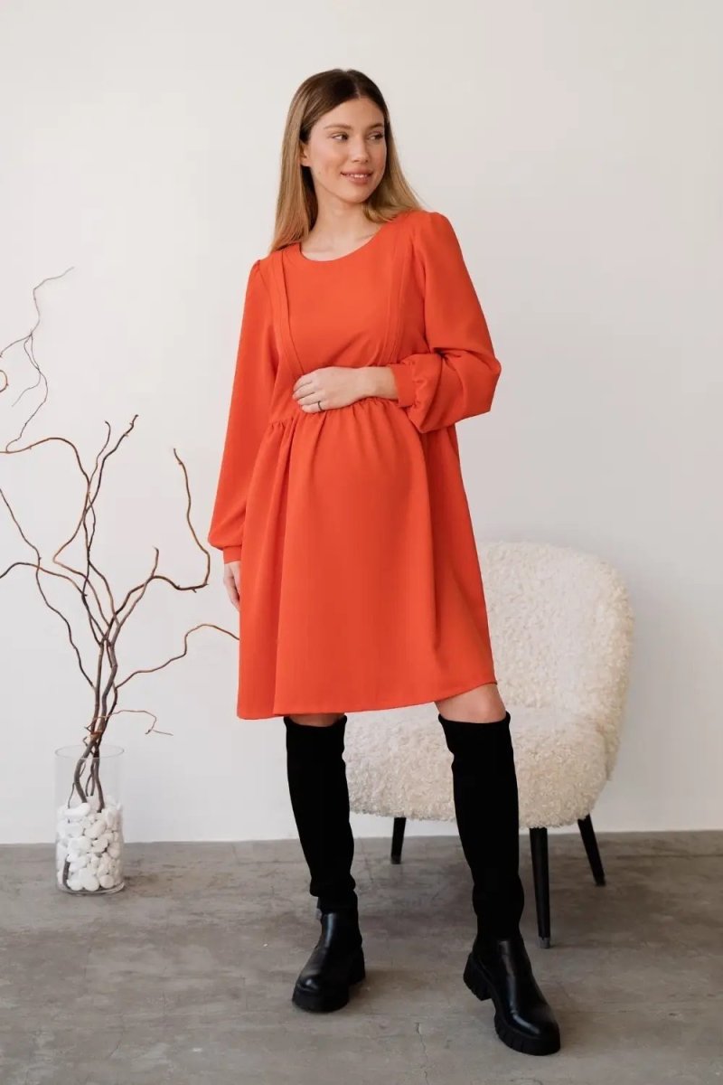 Платье для беременных и кормящих 4369224 оранжевое
