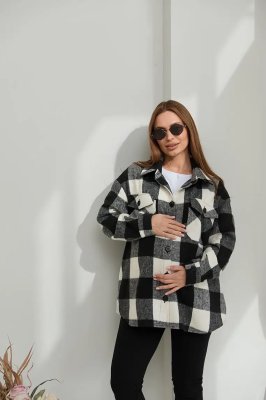 Куртка-сорочка для вагітних і годуючих в клітку Monaco чорний
