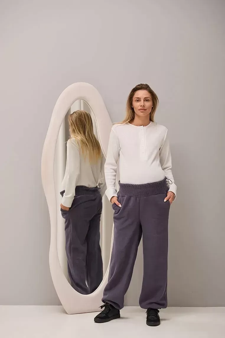 Теплі флісові штани для вагітних Sheridan - графітові