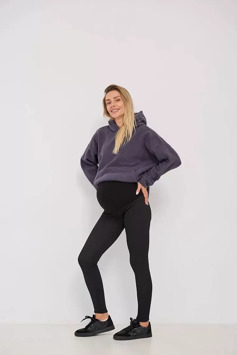 Теплі лосини у рубчик для вагітних Regina - чорні