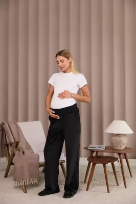 Теплі велюрові штани для вагітних Wilton - чорні