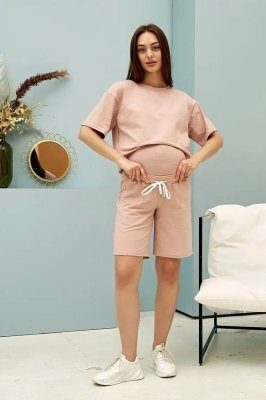 Трикотажні шорти для вагітних Pekin - пудрові