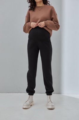 Теплые брюки-джоггеры для беременных Uno warm черные